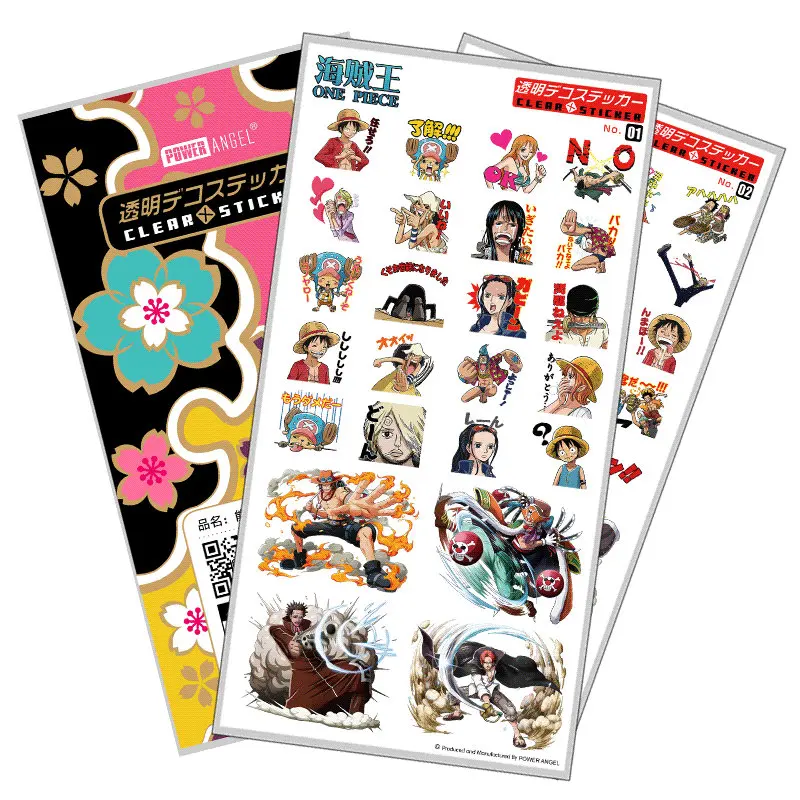 set of stickers Anime One Piece Plastic Stickers Laptop Mobile Phone Book Transparent Sticker Toy for children