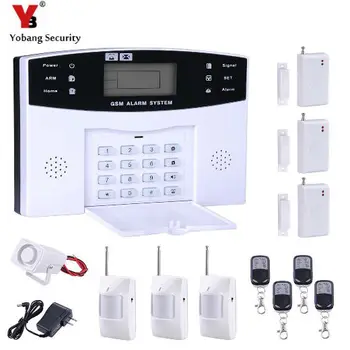 

YobangSecurity Remote Control Voice Prompt Home Security Wireless GSM Alarm System 433MHz Window Security Sensors PIR Detector