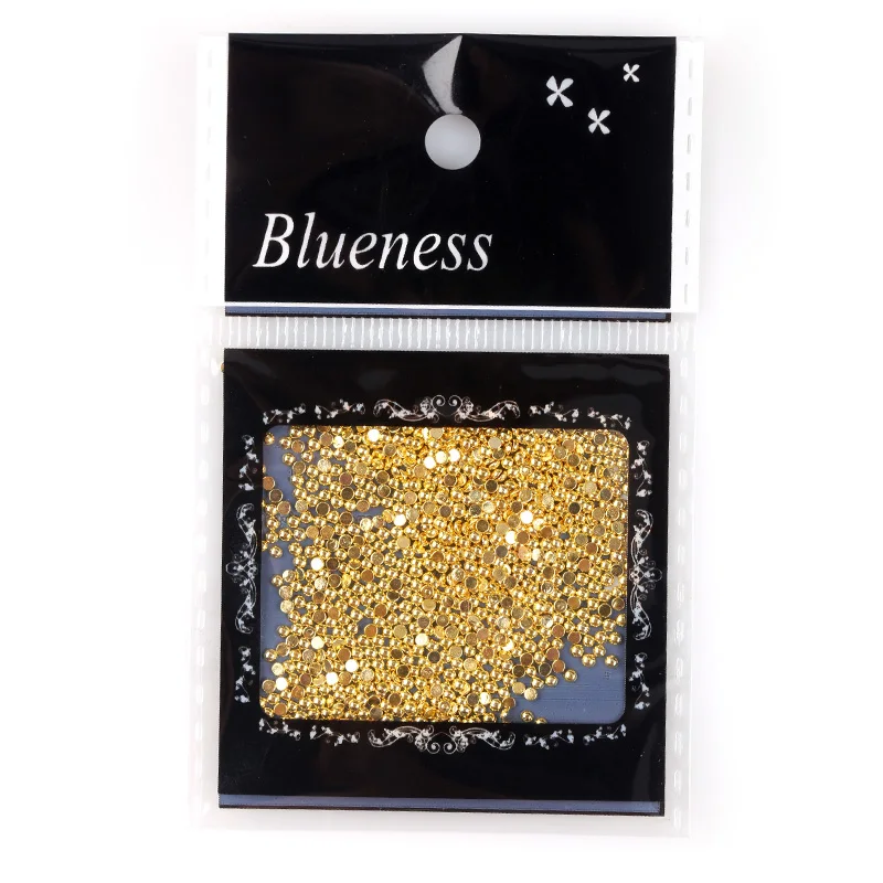 Blueness 1000 шт полукруглые Стразы для ногтей 3D металлические украшения для дизайна ногтей золотые медные разные размеры блестящие Шпильки для ногтей