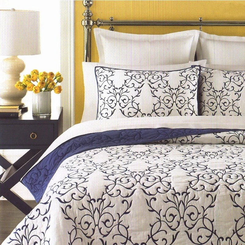 MILAIYA embroidered 3pcs quilted bedding sets American style linens