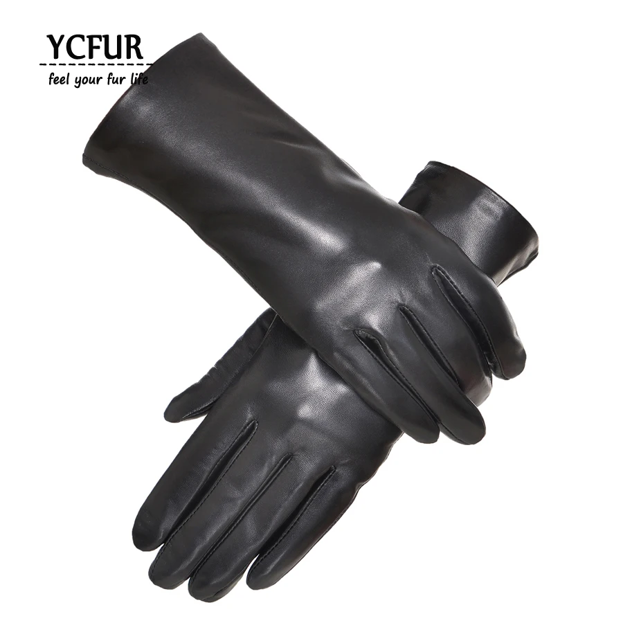 YCFUR перчатки из натуральной кожи женские варежки мягкие теплые из натуральной овчины длинные женские зимние перчатки