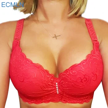 Ladies ECMLN Big Size 3/4 Cup Push Up Bra Black Lace