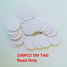 100 pçs/lote 125khz em4100 tk4100 rfid moeda tag cartão só ler cartão de controle acesso diâmetro 25mm