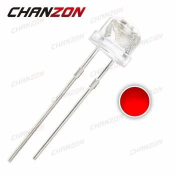 100pcs 5mm Straw Hat Red Transparent LED Diode Light Clear Lens 5 mm 20mA Light Emitting Diode LED Lamp Wide Angle Through Hole