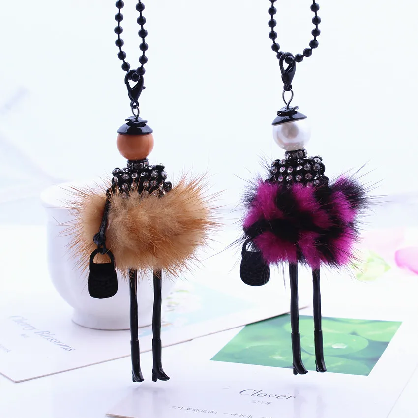 New Plush Lovely Female with Rhinestone Plush Skirt Doll Pendant Chain