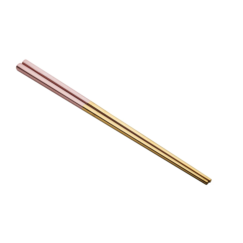 KuBac HoMmi 6 пар 304 нержавеющая сталь 23,5 см палочки для еды обеденный инструменты еды лапша квадратный посуда золото черный, розовый синий - Цвет: Pink-Gold