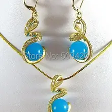 jewe204> Желтый Мозаика Кристалл Золото Ювелирные украшения South Blue цепочки и ожерелья серьги