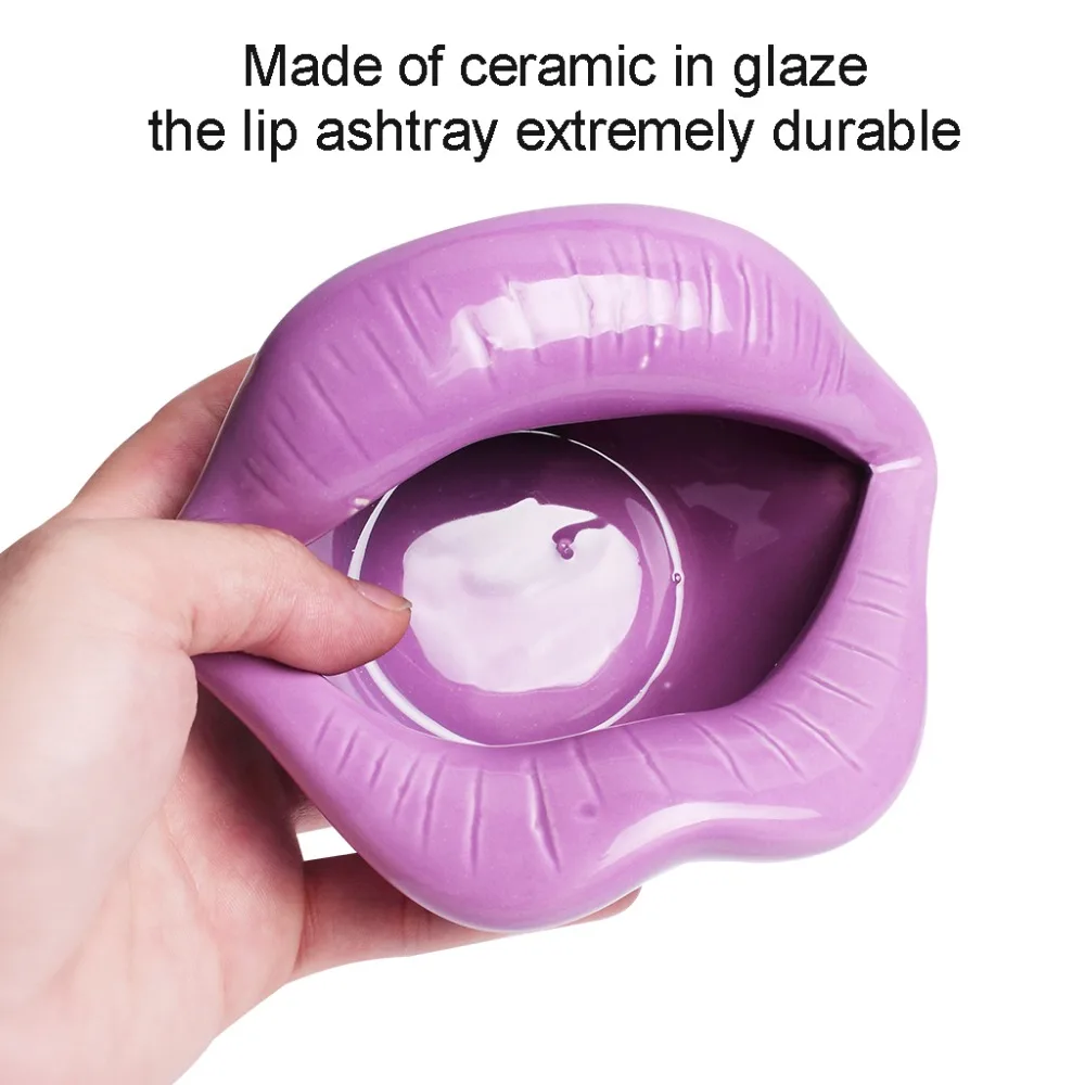 Ceramic Cigarette Ashtray Novelty Lip Mouth Cigarette Ashtray Holder For Smoker Fashion Home & Office Decorations Purple (4)