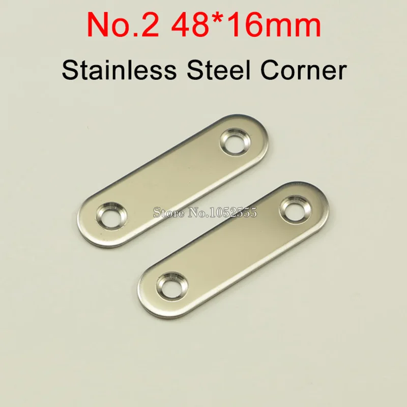 

100PCS 48*16mm stainless steel Flat Brackets Straight Line Metal Plates Repair Fixing Joining furniture Connecting fittings K251