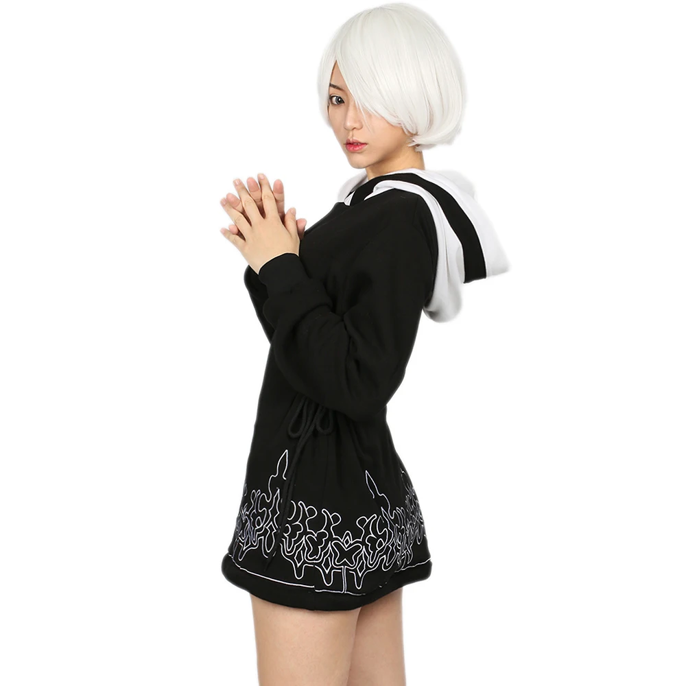 Худи XCOSER NieR Automata 2B черная хлопковая толстовка костюм для косплея пальто