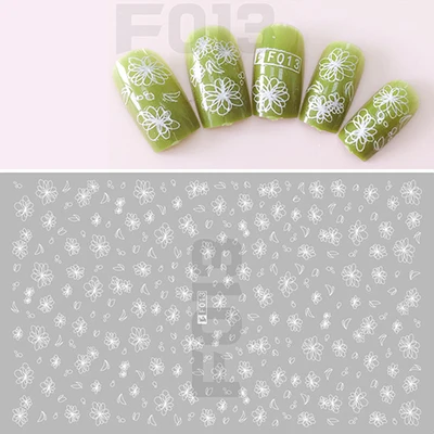Наклейки для ногтей, F001-F023, самоклеющиеся наклейки для ногтей, Серия s F, наклейки для ногтей, Самоклеящиеся украшения, пресс для ногтей, маникюр, NBF - Цвет: F013 white
