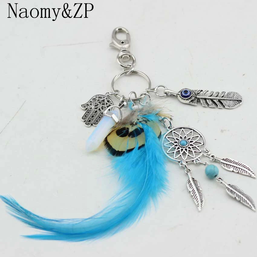 Naomy&ZP Design Feather Keychain Keyholder Tassel Key Ring Key Chain