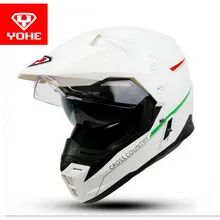 2017 nuevo doble lentes yohe casco de la moto de cross-country yh-628a motor racing motocross off road cascos de la motocicleta del abs