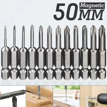 

Drillpro 12pcs 50mm 1/4 Inch Hex Shank Magnetic S2 Alloy Steel Long Magnetic Cross Phillips Screwdriver Bits for Loosen Screws