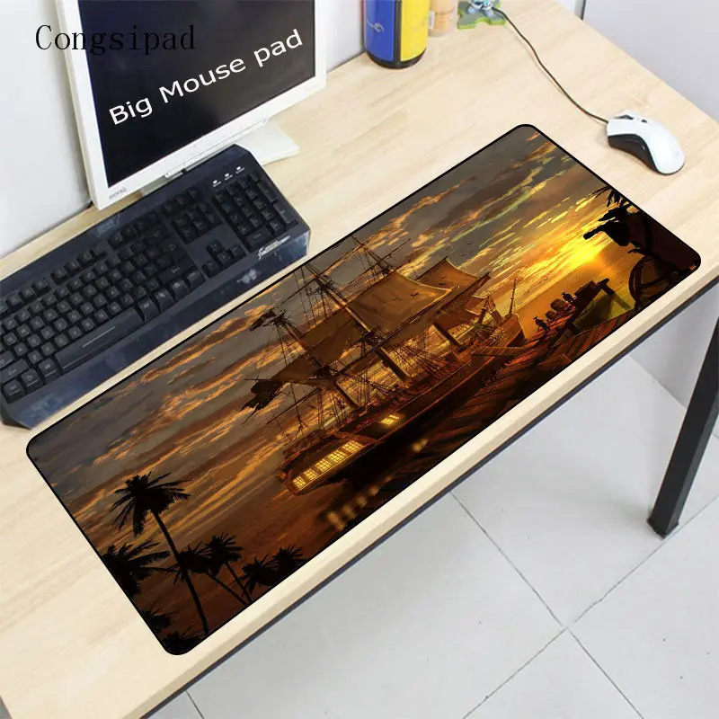 Congsipad Boat Sailing in The Sunset and The Sea Scenery Computer Gaming Mousemats Size for 40x90cm Rubber Large Lock Mouse Pad