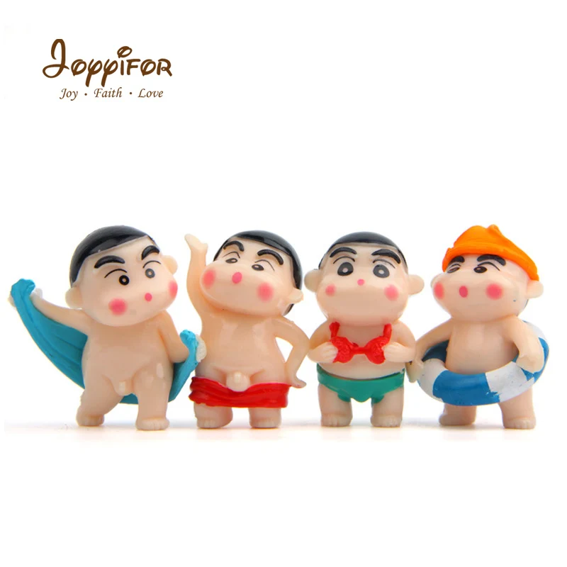 

Joyyifor 4 Pcs/lot Kawaii Anime Crayon Shinchan fashion Hip hop Lifebuoy Japanese Action Figure PVC Model Toys For Children Kid