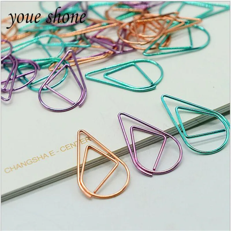 

50PCS MINI simple RAINDROP shape paper clips cute metal gold bookmarks clips office supplies Pocket Decoration stationery S