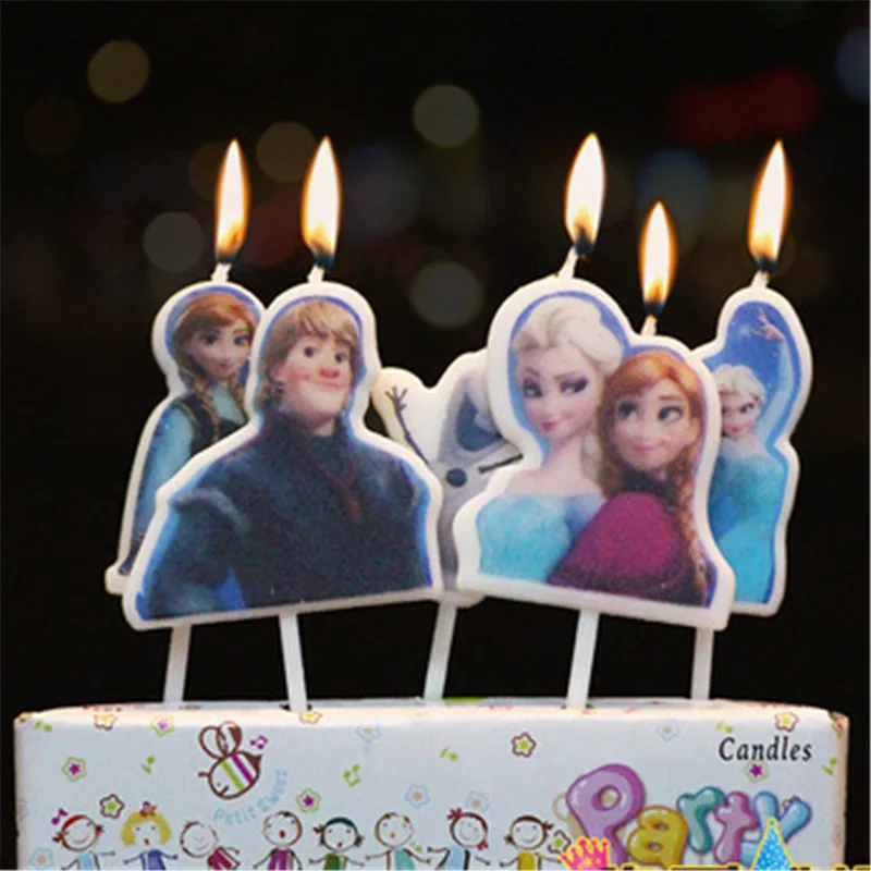 

5pcs/lot Anna And Elsa Party Supplies Kids Disney Candles Evening Party Decorations Set Birthday Wedding Party Cake Candles
