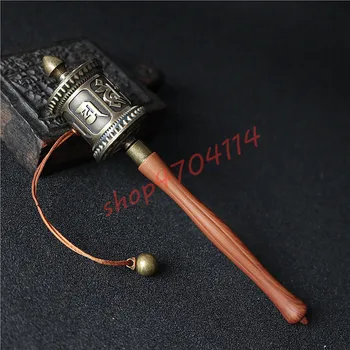 

Pure copper, Tibetan Seiko, hand-shaking prayer wheel, Tibetan style, Nepalese handicraft, exquisite handicraft ornaments