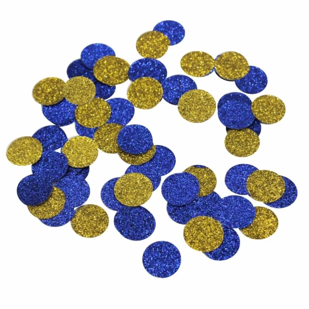 Gold Navy Blue Glitter Circle Confetti 3/5 Inch Dots for Wedding