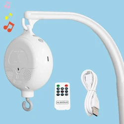 Mobile Rotatif à Fixer sur le Lit pour Bébé de 0 à 12 Mois, Hochet Blanc avec Boîte à Musique, Jouets Suspendus, Support avec Cloche, Garçon 