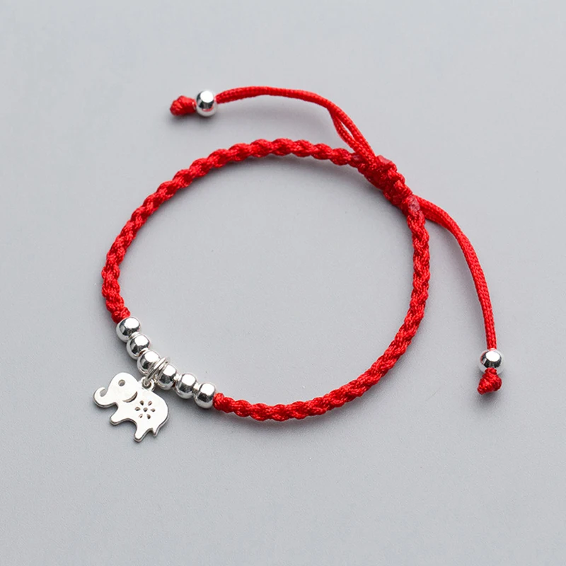 

Cute little Elephant 925 Sterling Silver Bracelet Red String Charm Bracelets for Women Lucky Rope Thread Couple Fashion Jewelry