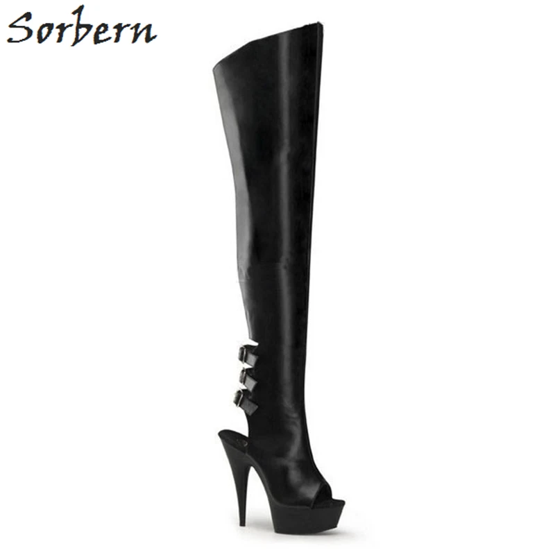 

Sorbern Black Ladies Bootie 15Cm Spike High Heels Peep Toe Thick Platform Shoes Ladies Size 46 Platform Shoes Women
