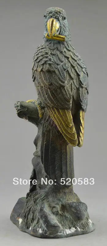 

Collectible Decorated Old Handwork Bronze Carved Parrot On Tree Statue