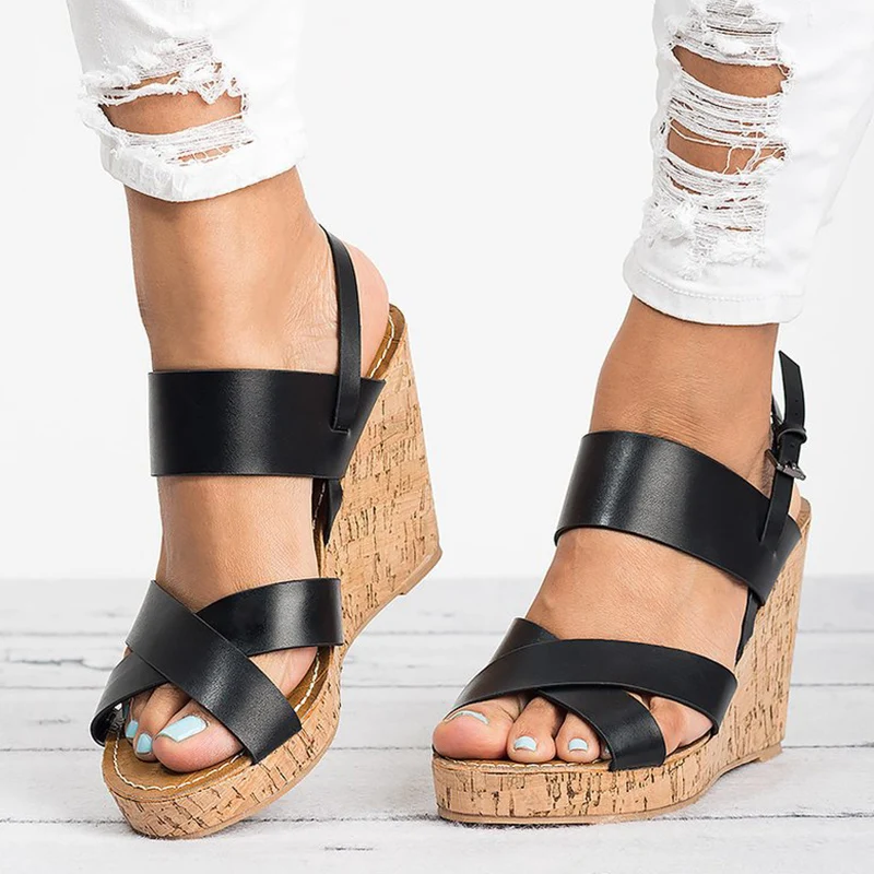 

Women Sandals Wedge Shoes Open Toe Breathable Beach Sandals Rome Band Casual Fish Mouth Fashion High Heel Platform Plus Size