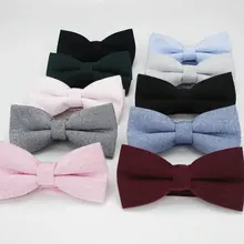 Фирменная Новинка, мужская мода, хлопок, винтажные темно-синие галстуки-бабочки для мужчин, деловые свадебные костюмы, однотонные черные аксессуары в виде бабочек