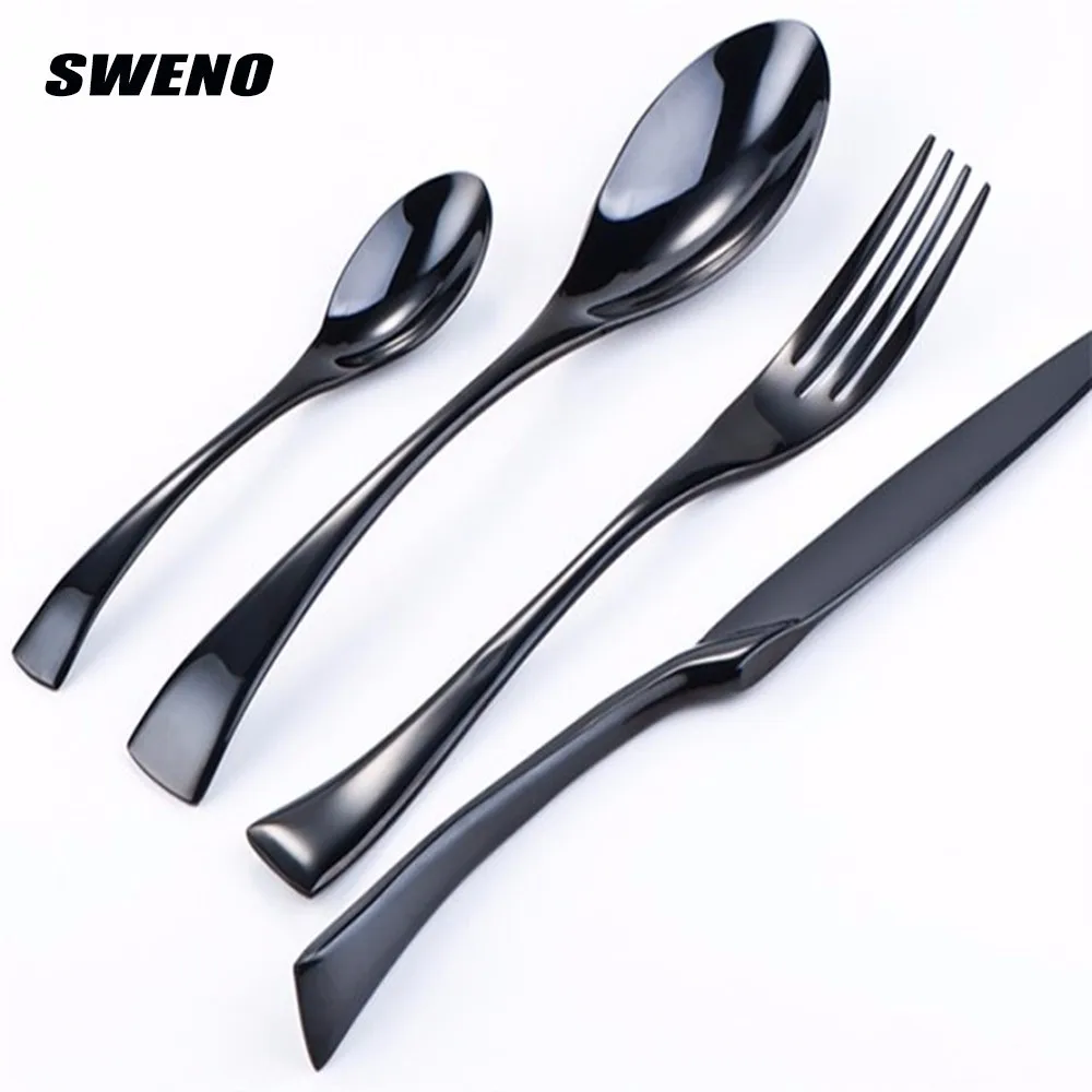 Black Silverware Set For 8 / Set the scene with this funky flatware
