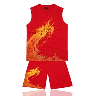 Chinese Dragon Adult Basketball Jersey Set Customize Men Basketball Uniform  Training Wear Basketball Vest & Shorts Sports Suit