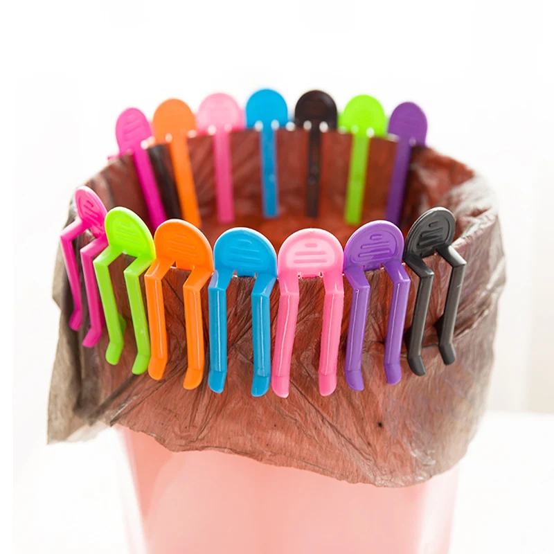 

10pcs/lot Creative Plastic Trash Waste Bag Clip Retaining Clip Garbage Bags Anti-slip Clips Barrel Side Fixation Clip 7color