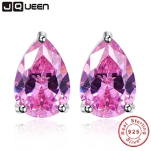 Drop Shipping Pink Topaz Earring Stick Water Drop Stone Stud Earring Piercing 925 Sterling Silver Jewelry