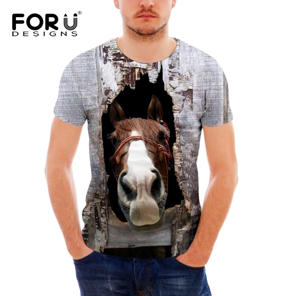 Forudesigns/майка спортивная для Для мужчин Crazy Horse печатных Футболки мужской короткий рукав Для мужчин; спортивная одежда открытый Фитнес Топы