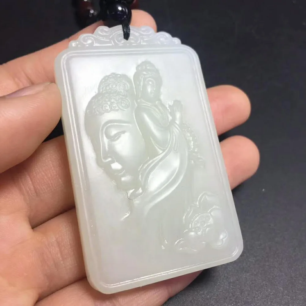 Xinjiang Hetian Jade Pendant Heart Buddha Guanyin Jade Is Exquisite