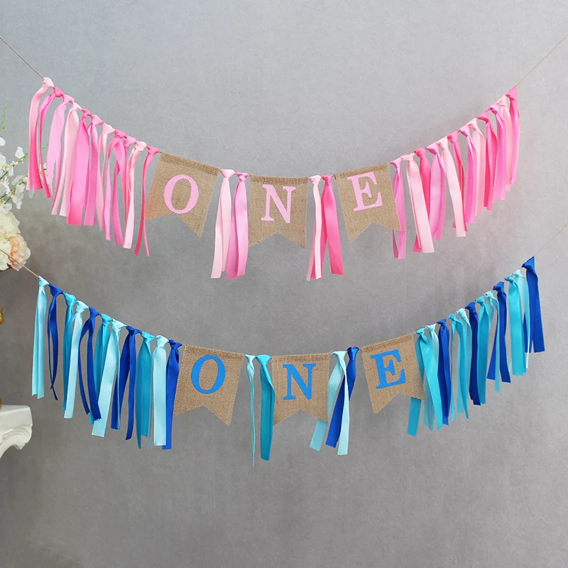 

1st Birthday Decorations Baby First Burlap Highchair Banner Baby 1 Year Birthday Celebration Decoration Banner