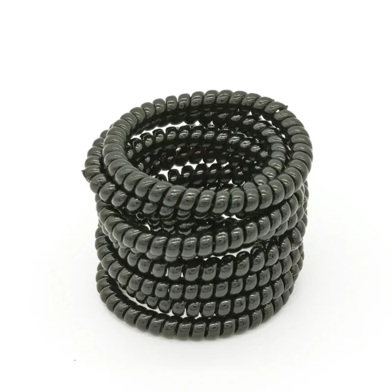 

100 Pcs/Lot Women Ladies Girls Black Elastic Girl Rubber Telephone Wire Style Hair Ties Plastic Rope Hair Band Accessories 4.5cm