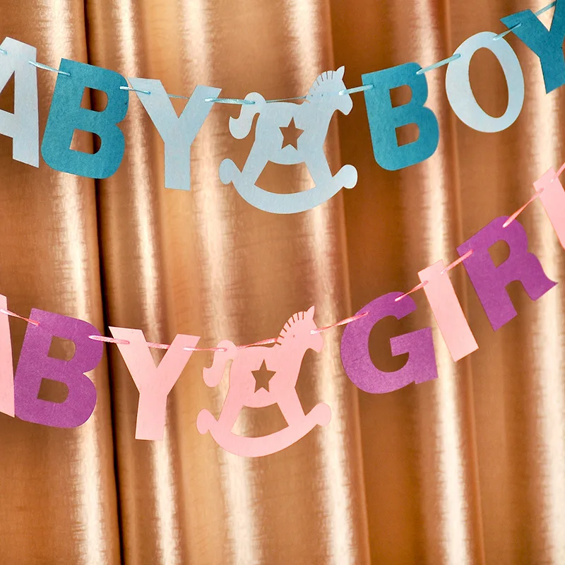 Leeiu розовый синий фетр для маленьких мальчиков флажки для девочек пол показать вечерние украшения бантиком гирлянда детский душ плакат "с днем рождения"