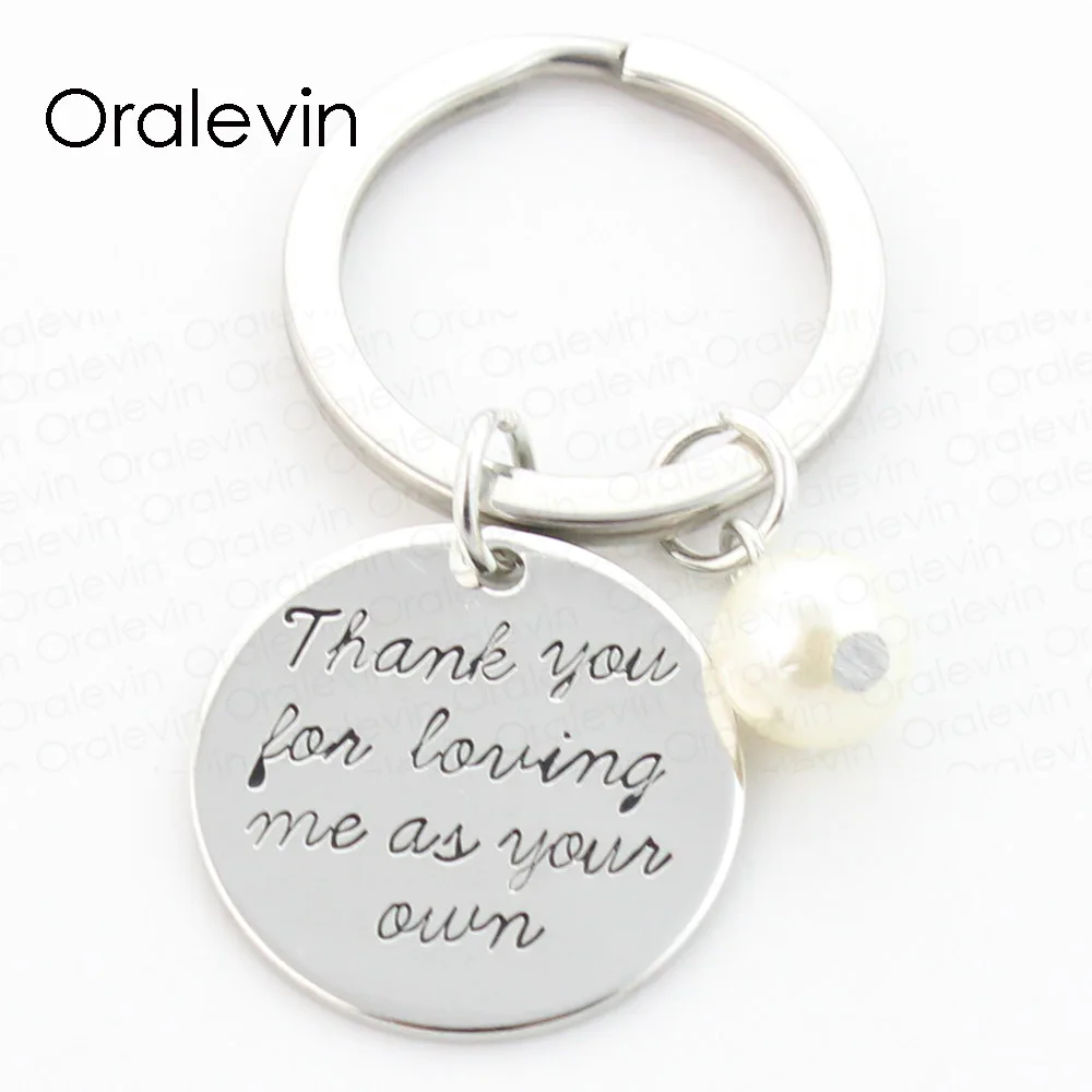 

THANK YOU FOR LOVING ME AS YOUR OWN Inspired Charms Hand Stamped Keychain Graduation Gift Jewelry 22MM,10Pcs/Lot,#LN316K