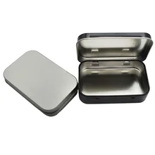 1 ud. Kit de supervivencia lata pequeña Metal Vacío lata plata negro caja de almacenamiento con tapa organizador para dinero moneda llave de caramelo