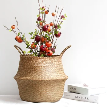 

Seagrass Storage Basket Flower Pot Natural Wicker Rattan Basket Plant Pot Toys Holder Laundry Basket Container Home Decoration