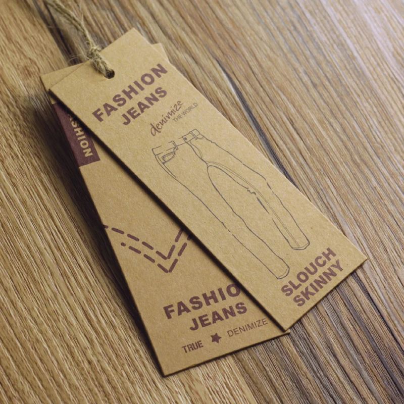 Factory direct sale kraft paper tag with eyelet denim craft design die