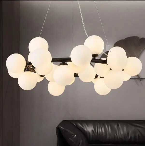 Black circular lamp Европейский кольцевой гостиной современный черный Золотой светодиодный подвесной светильник для гостиной фойе круглый стеклянный шар кольцо подвесной светильник - Цвет корпуса: Black circular lamp