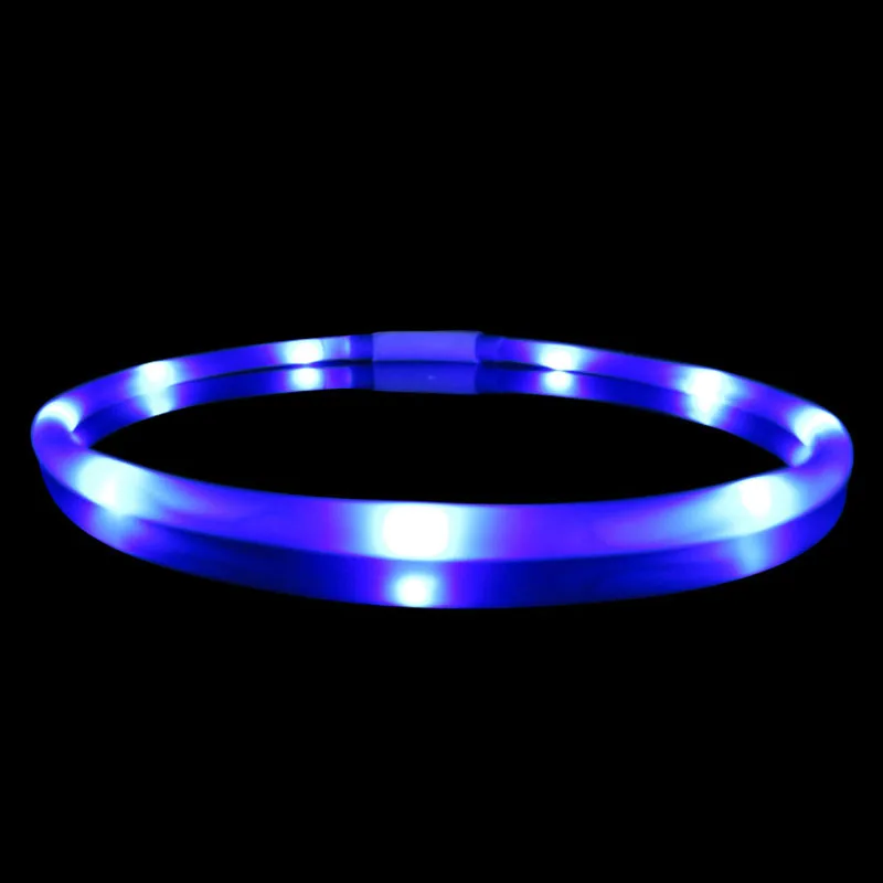 70cm Silicone Adjustable Lighting Glow Dogs Leash Night Safety Harness Collars USB LED font b Pet