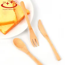 3 шт./компл. изысканный нож вилка обеденная ложка набор ножей вилка чайная ложка деревянный бамбуковый суп набор ложек кухонная утварь