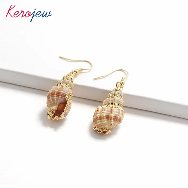 

Personality Seashell Pattern Drop Earrings For Women Zinc Alloy Gold Color Vintage Accessories Korean Designed Earring