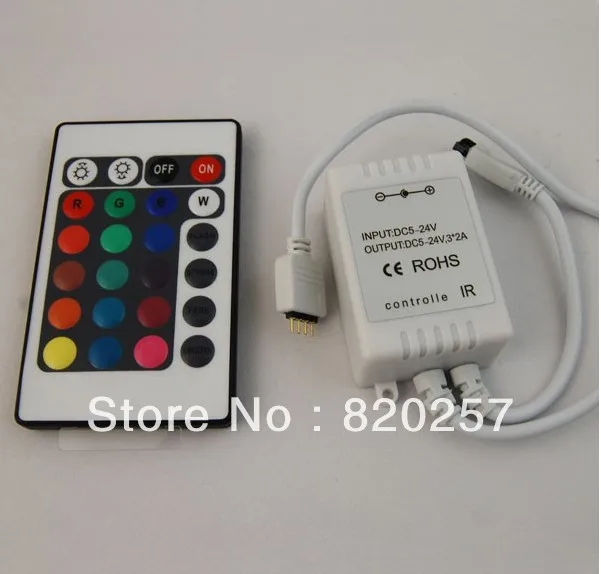 

free shipping 5pcs lot 24Key IR RGB controller with remote 12V/24V for RGB strip