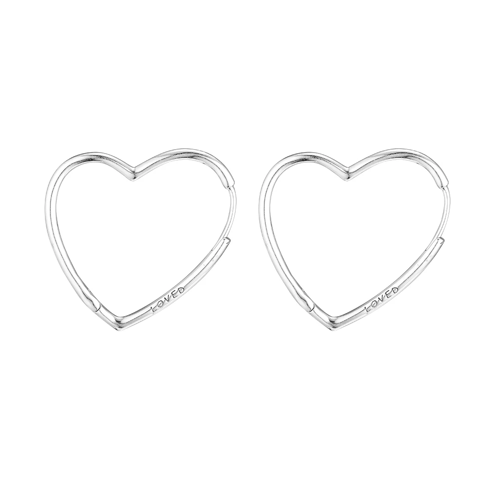 

Pandulaso Asymmetric Hearts of Love Hoop Earring Suited to Every Occasion Romantic Heart-shape Silver Earrings for Women