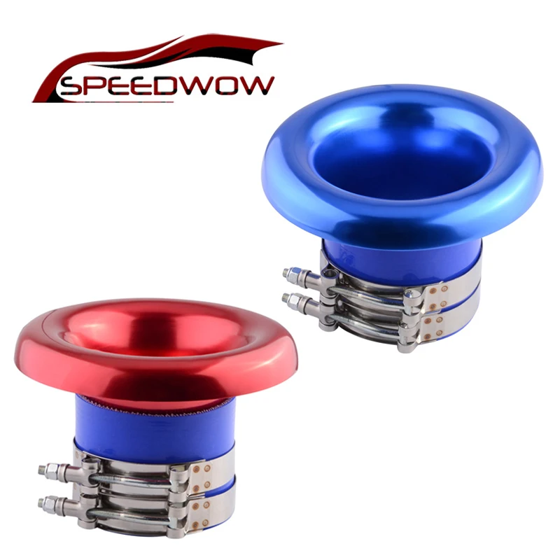 

SPEEDWOW Aluminum 3.5" Short Ram / Cold Air Compressor / Intake Inlet Velocity Stack / Turbo Horn Kit Blue / Red
